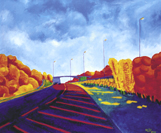 'Bean Slip Road A2 East (Old)' the slip road climbs upward and curves to the left as it heads for a bridge over the A2