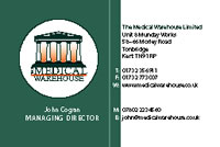 visiting card of Medical Warehouse: front