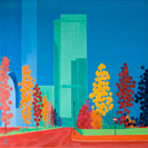 painting of Lehman Bros building, London