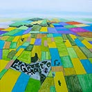 The painting 'God is Creator' showing alandscape stretching away in the distance