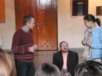 Mike giving a talk at opening of exhibition