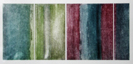 'Transition V' a multi-coloured etching showing vertical bands of colour merging across the paper
